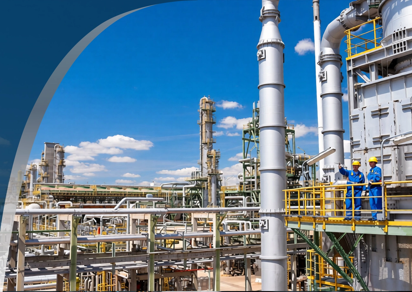 Technician working on an industrial gas tank installation