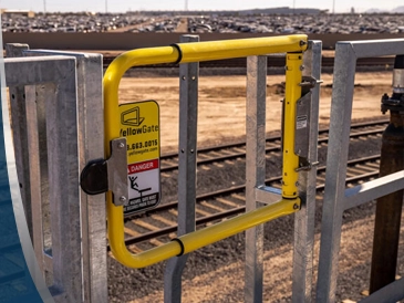 Steel safety gate on an industrial access point